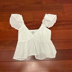 Hollister White Ruffled baby doll tank
